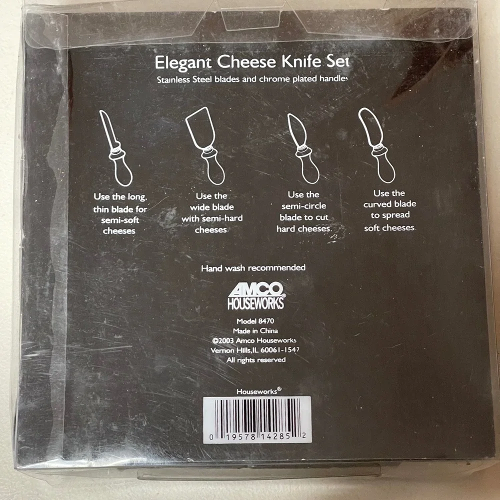 Stainless Steel 4pc Cheese Knives Set Weighted Chrome Handles NIB Gourmet Party